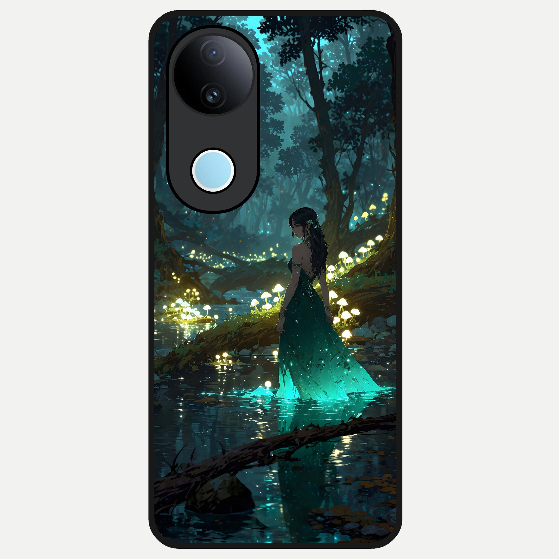  Enchanted Forest Glow Glass Case for  iQOO Z10R back cover – full design glossy printed glass finish