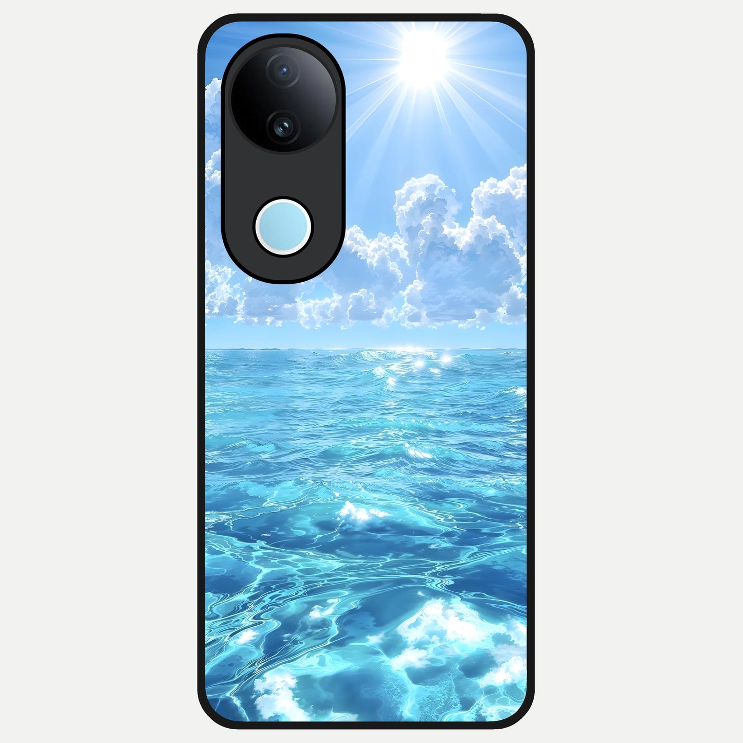  Endless Ocean Horizon Glass Case for iQOO Z10R back cover – full design glossy printed glass finish