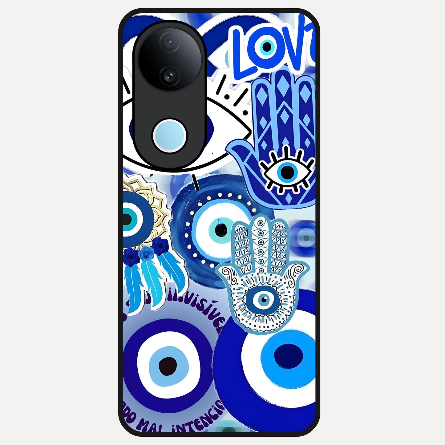  Evil Eyes Dream Glass Case for  iQOO Z10R back cover – full design glossy printed glass finish
