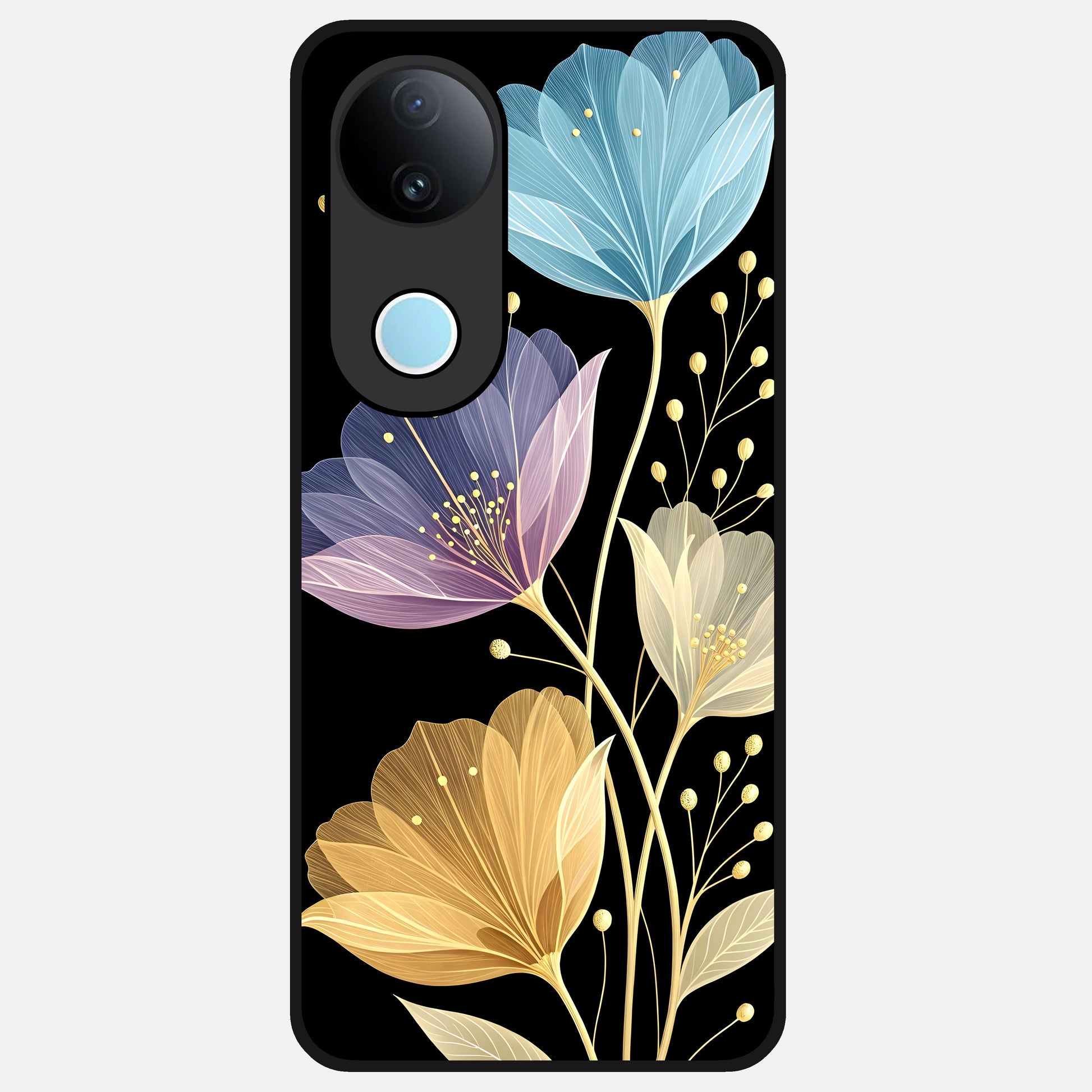  Flower Bloom Glow Glass Case for  iQOO Z10R back cover – full design glossy printed glass finish