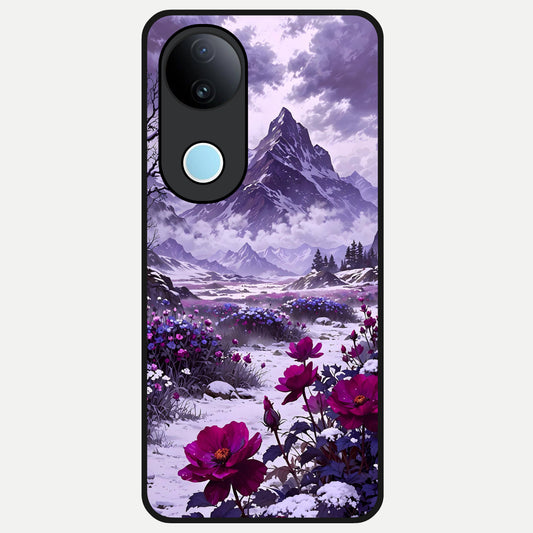  Flower Mountain View Glass Case for  iQOO Z10R back cover – full design glossy printed glass finish