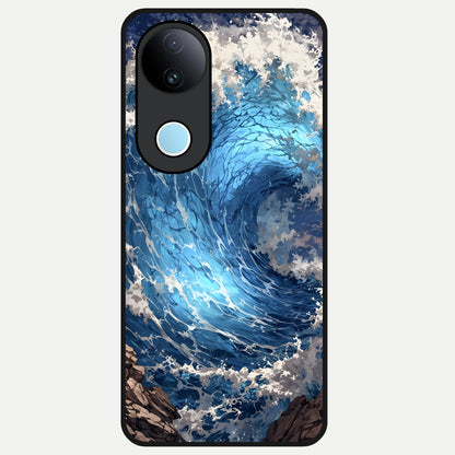  Giant Ocean Wave Glass Case for  iQOO Z10R back cover – full design glossy printed glass finish