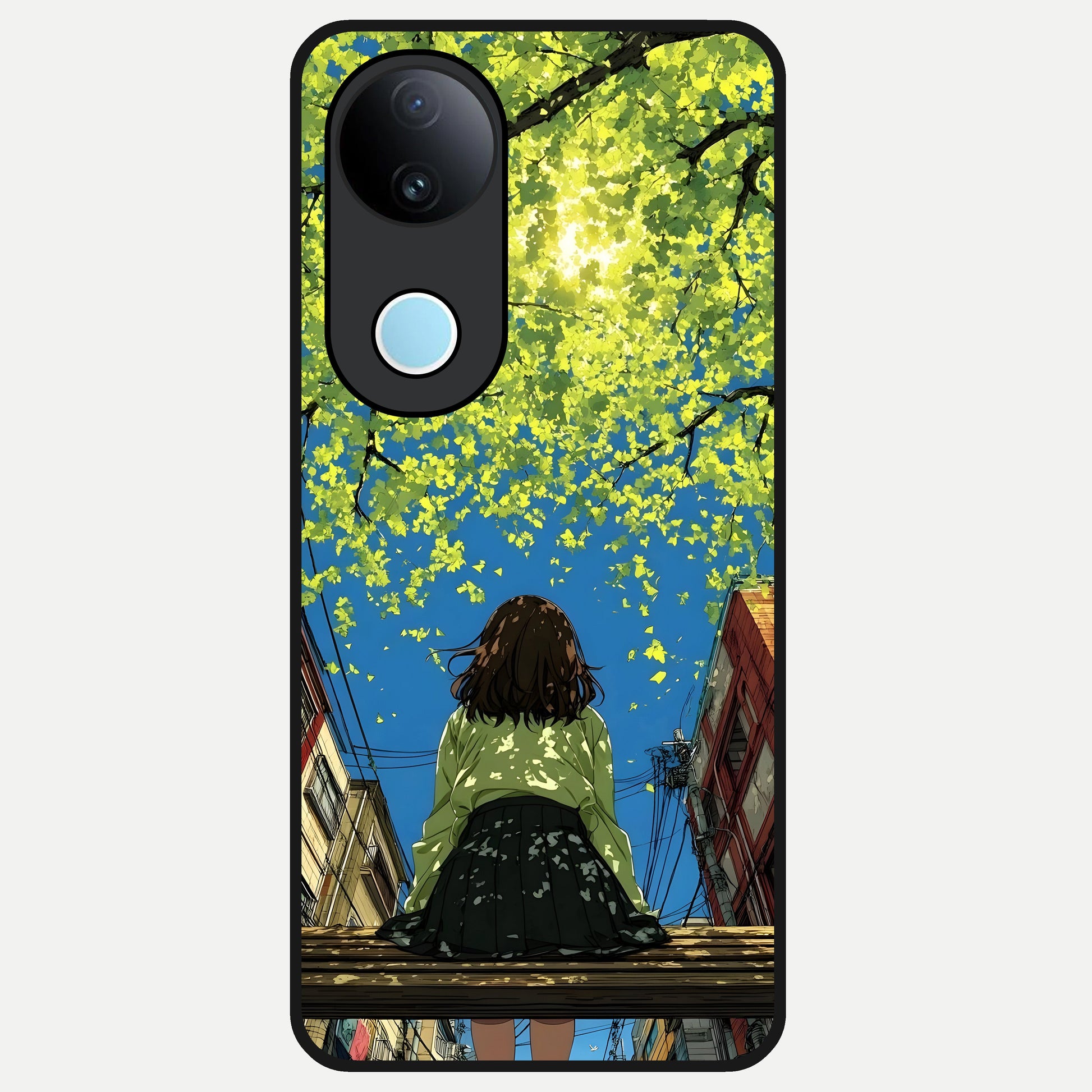  Golden Leaves Glow Glass Case for  iQOO Z10R back cover – full design glossy printed glass finish