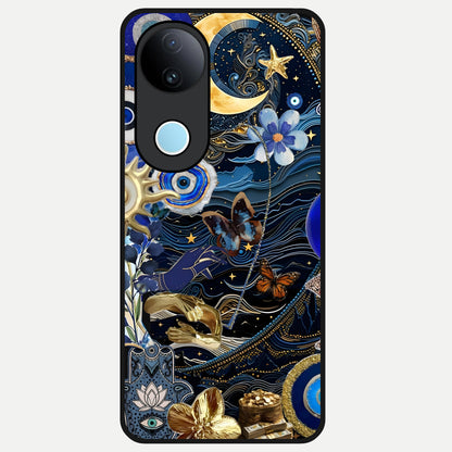  Golden Moon Magic Glass Case for iQOO Z10R back cover – full design glossy printed glass finish