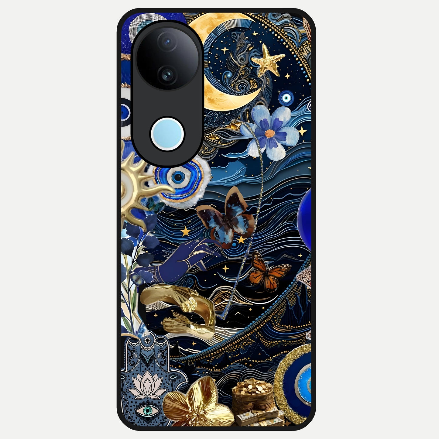  Golden Moon Magic Glass Case for  iQOO Z10R back cover – full design glossy printed glass finish