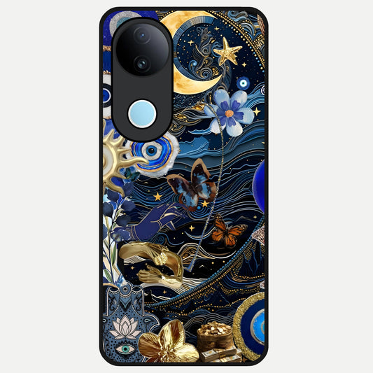  Golden Moon Magic Glass Case for  iQOO Z10R back cover – full design glossy printed glass finish