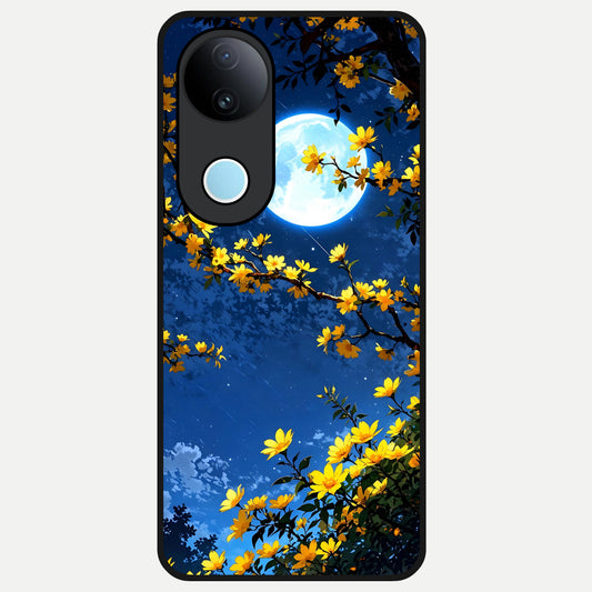  Golden Night Glow Glass Case for iQOO Z10R back cover – full design glossy printed glass finish