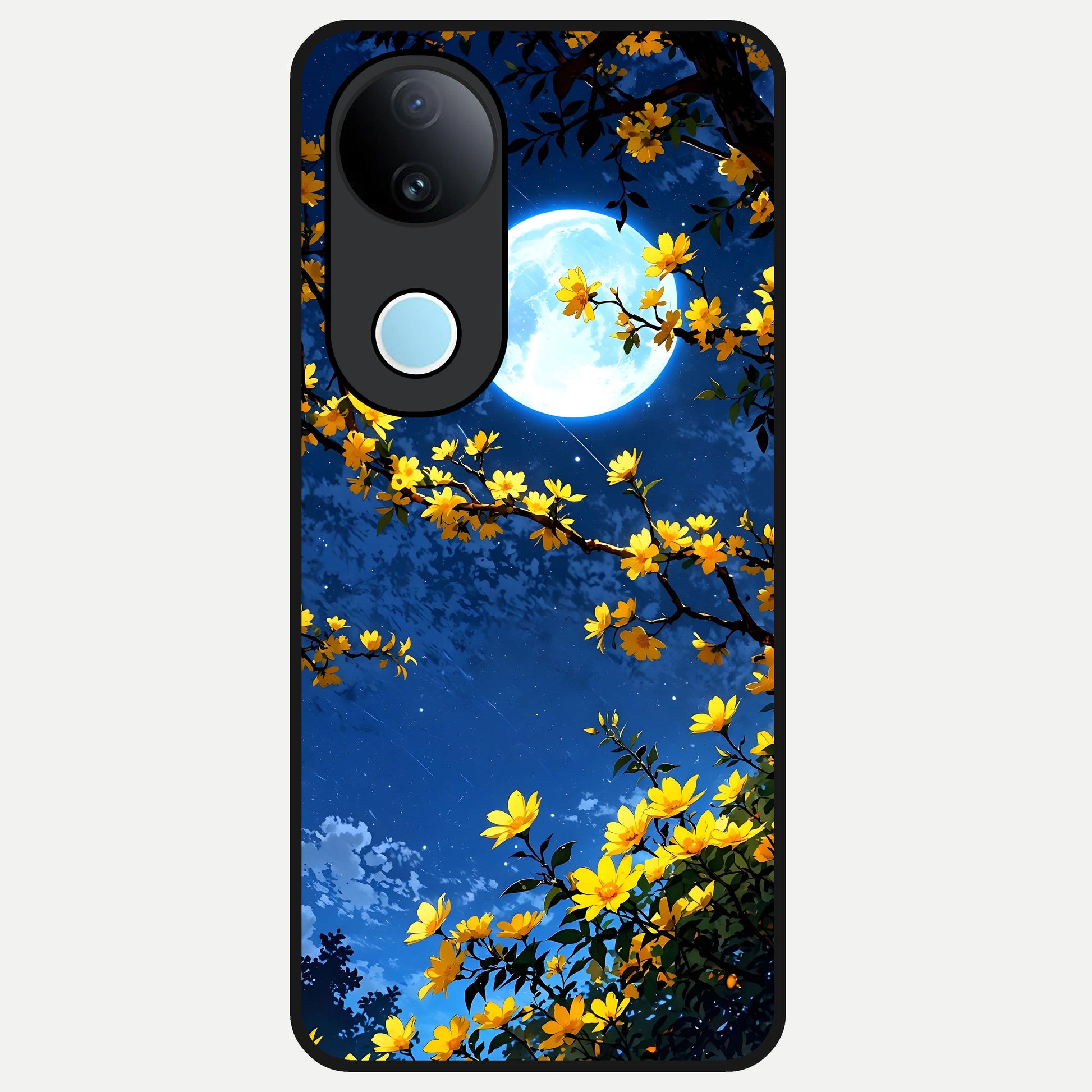  Golden Night Glow Glass Case for  iQOO Z10R back cover – full design glossy printed glass finish