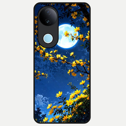  Golden Night Glow Glass Case for  iQOO Z10R back cover – full design glossy printed glass finish