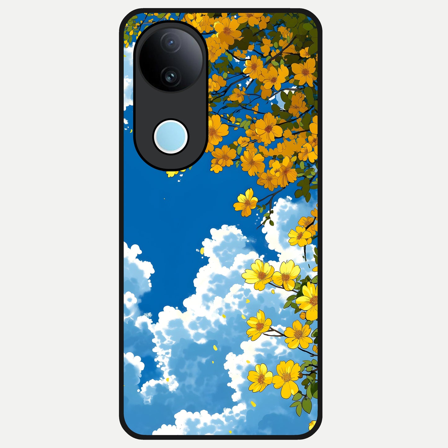  Golden Petal Sky Glass Case for  iQOO Z10R back cover – full design glossy printed glass finish