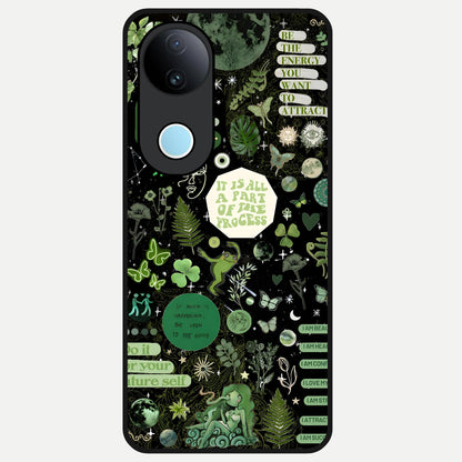  Green Mandala Pattern Glass Case for  iQOO Z10R back cover – full design glossy printed glass finish