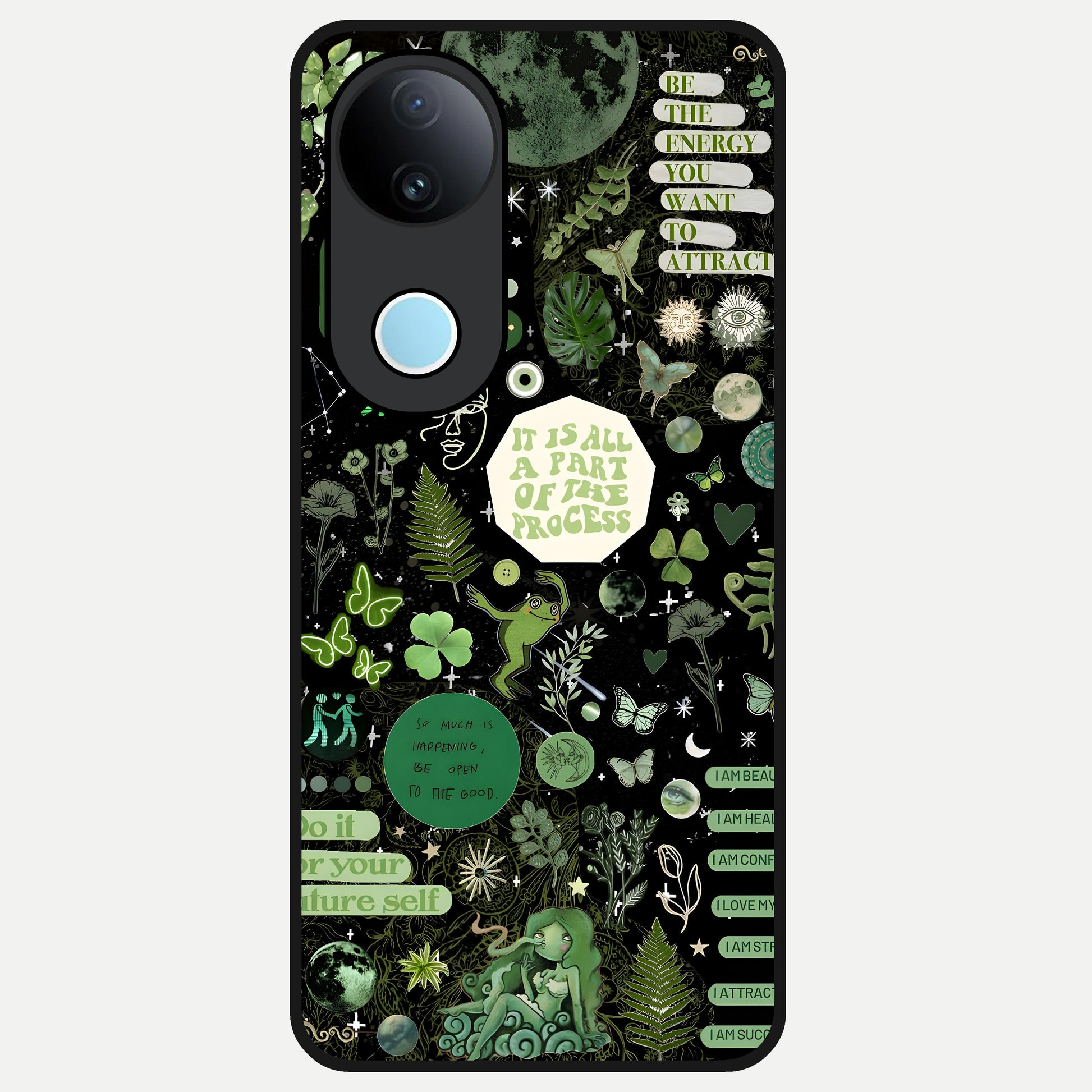  Green Mandala Pattern Glass Case for  iQOO Z10R back cover – full design glossy printed glass finish