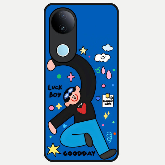  Happy Luck Vibe Glass Case for  iQOO Z10R back cover – full design glossy printed glass finish