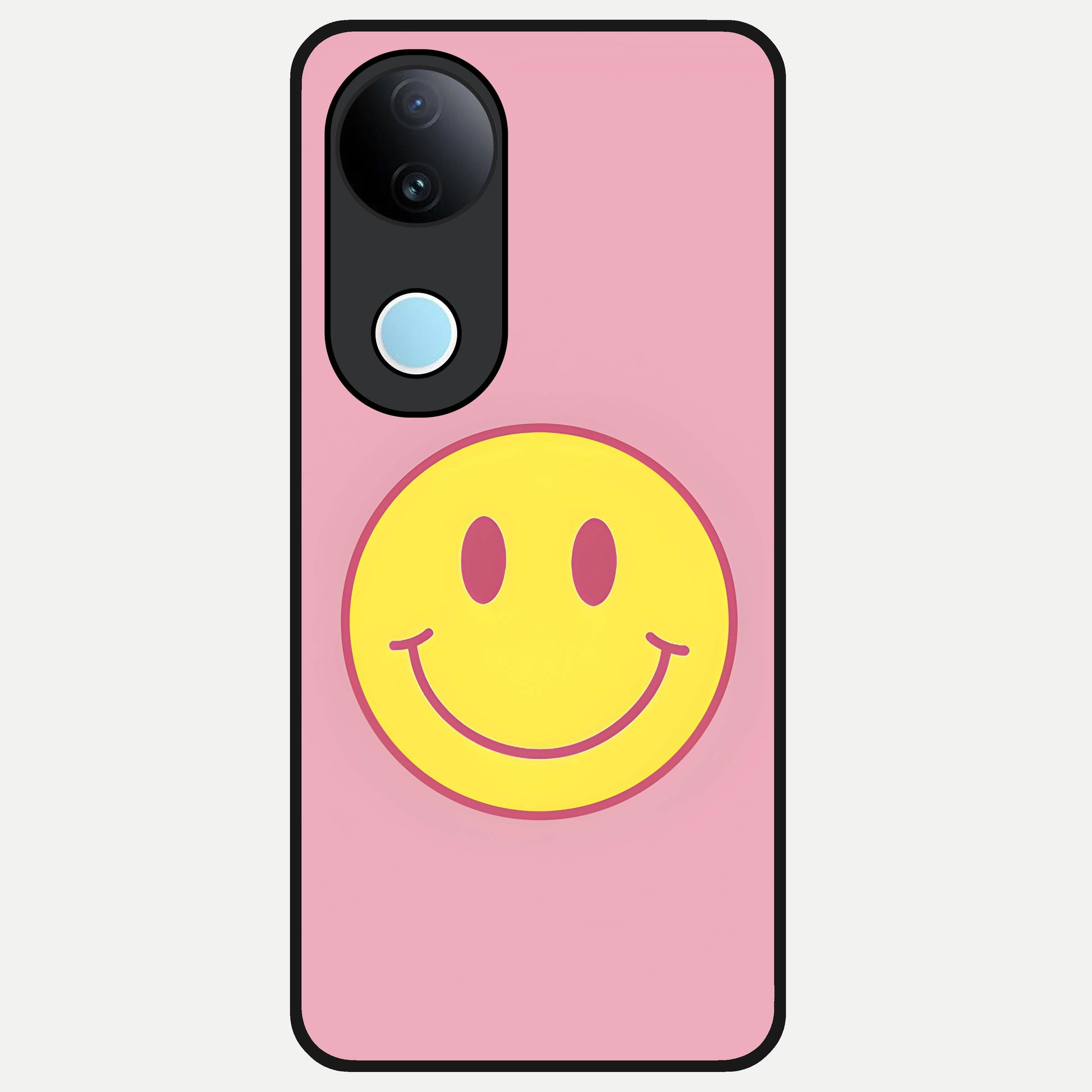  Happy Pink Mood Glass Case for  iQOO Z10R back cover – full design glossy printed glass finish