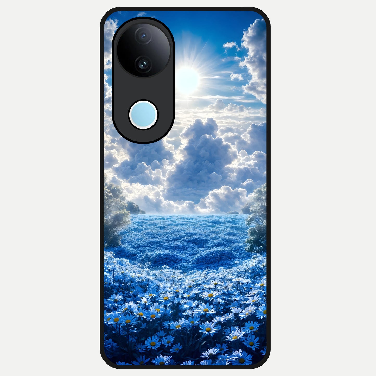  Heavenly Daisy Horizon Glass Case for iQOO Z10R back cover – full design glossy printed glass finish