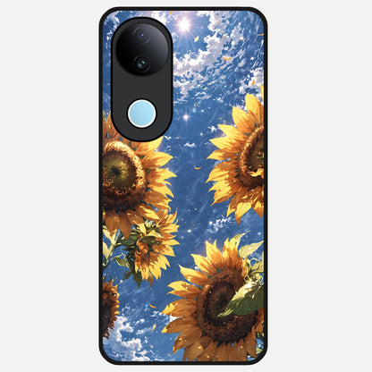  Heavenly Sunflower Rise Glass Case for iQOO Z10R back cover – full design glossy printed glass finish