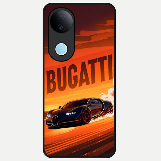  Inferno Bugatti Storm Glass Case for  iQOO Z10R back cover – full design glossy printed glass finish