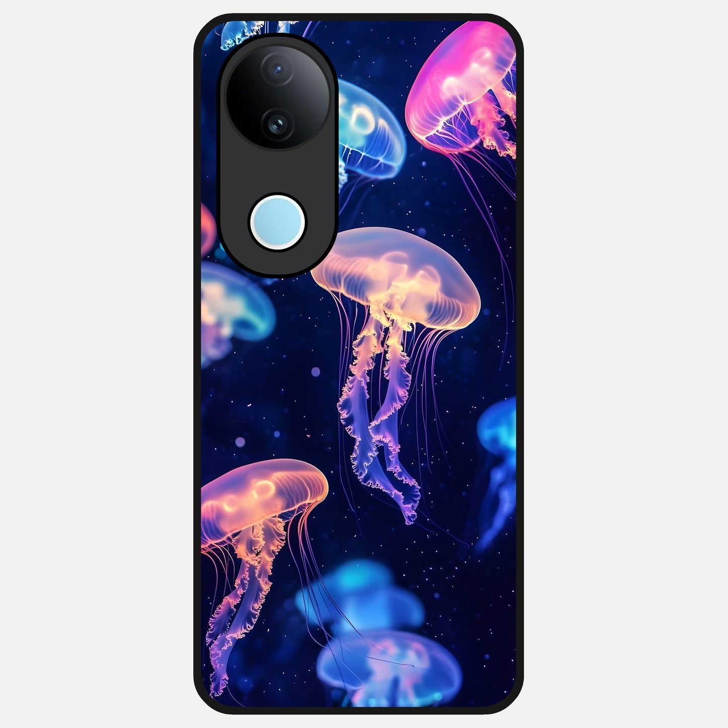  Jellyfish Pattern Glass Case for  iQOO Z10R back cover – full design glossy printed glass finish