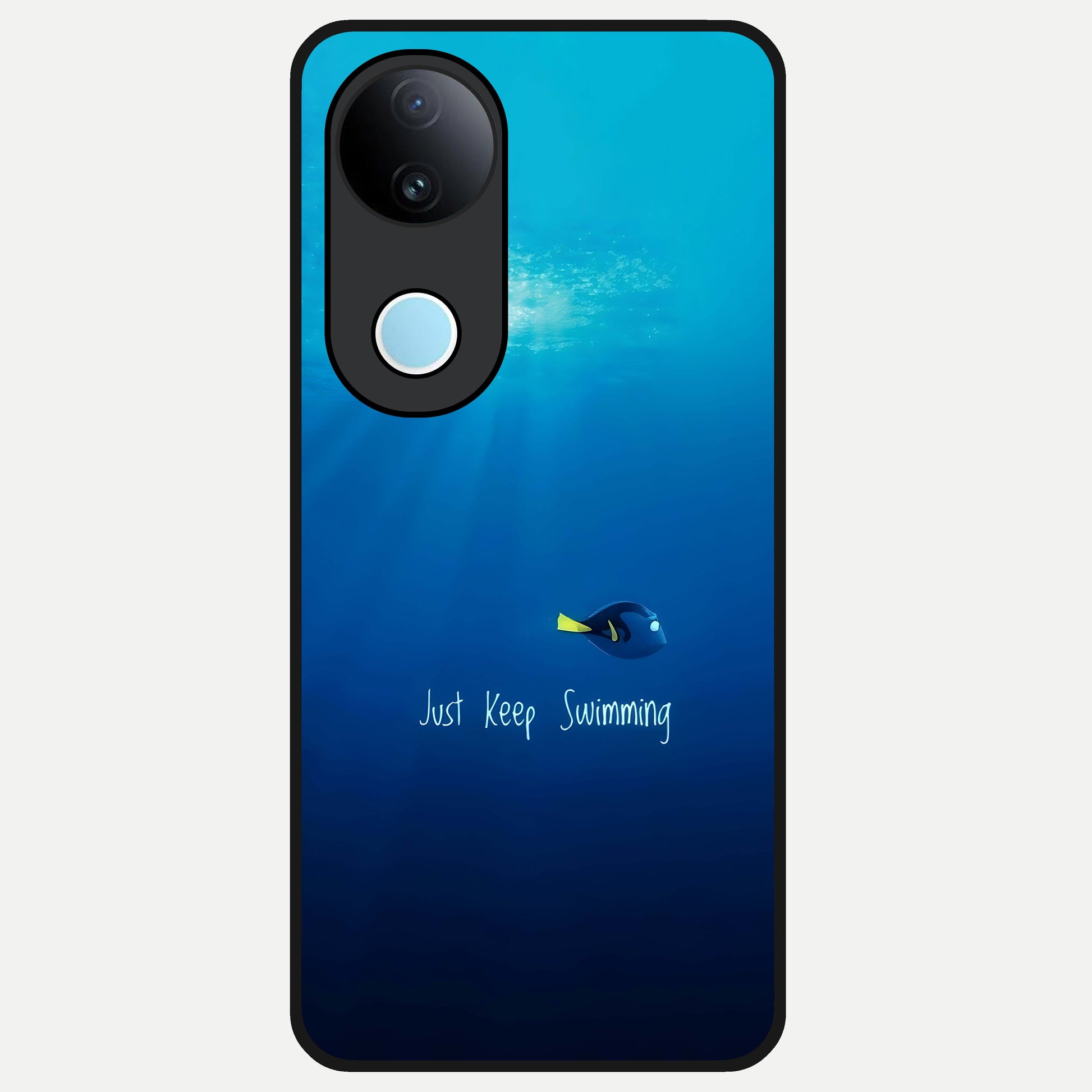  Just Keep Swimming Glass Case for  iQOO Z10R back cover – full design glossy printed glass finish
