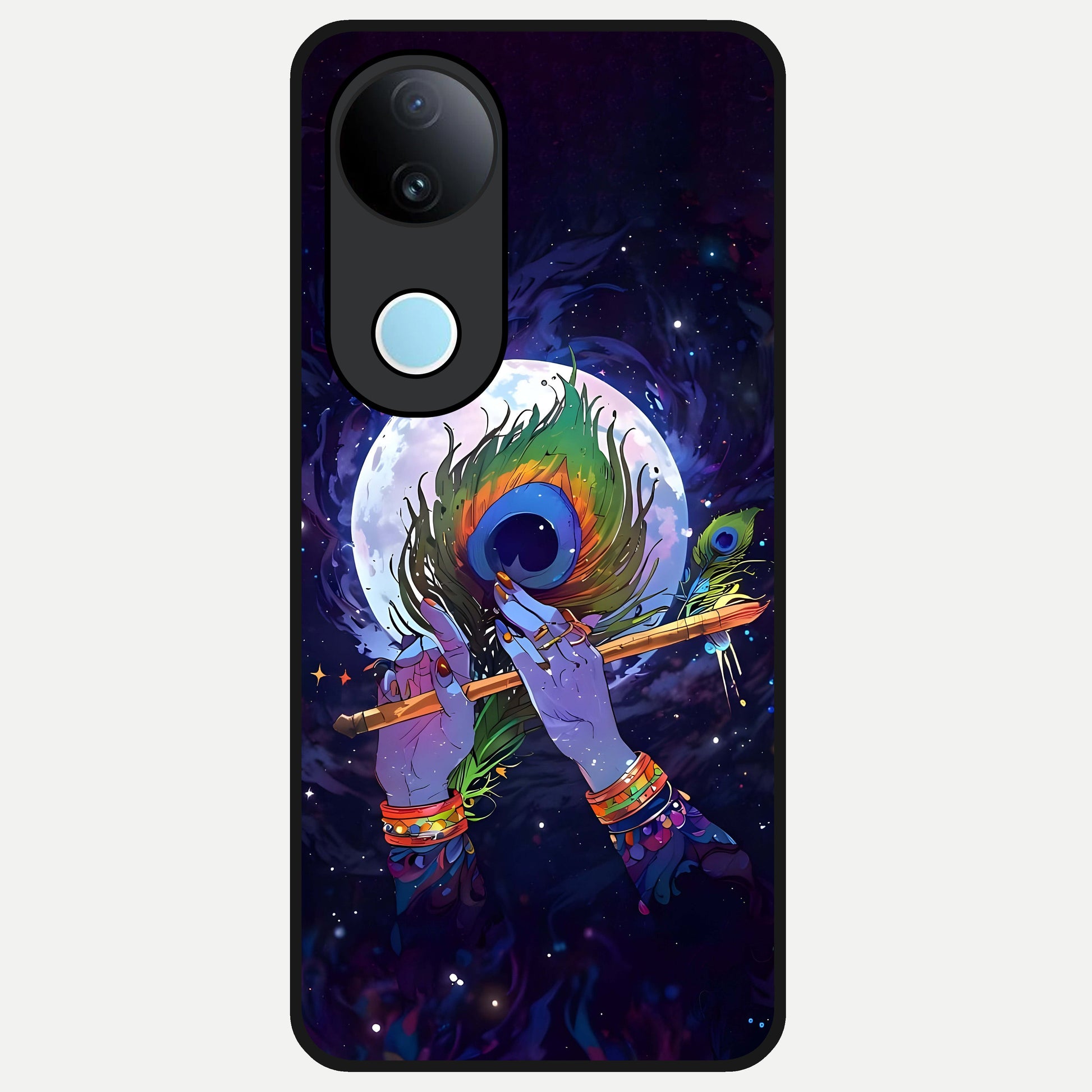  Krishna Hands Art Glass Case for iQOO Z10R back cover – full design glossy printed glass finish