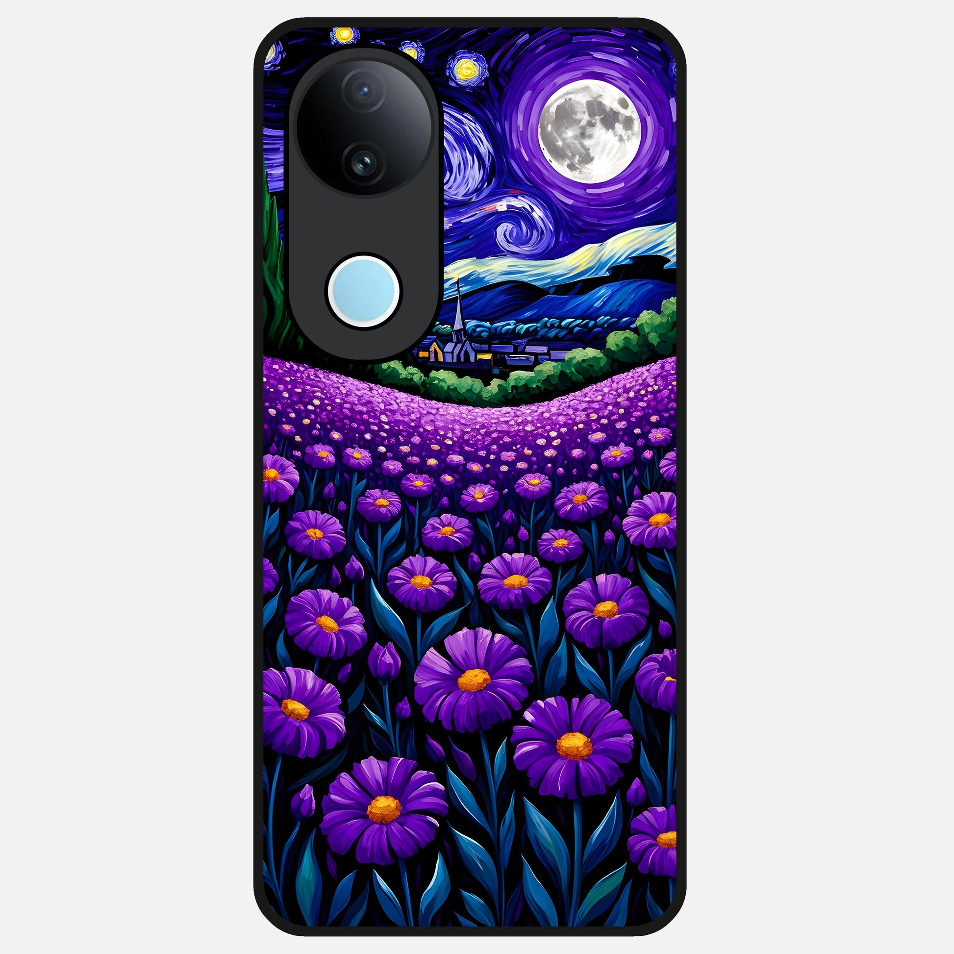 Lavender Moon Field Glass Case for  iQOO Z10R back cover – full design glossy printed glass finish
