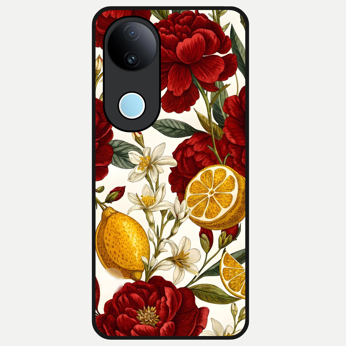  Lemon Rose Charm Glass Case for  iQOO Z10R back cover – full design glossy printed glass finish