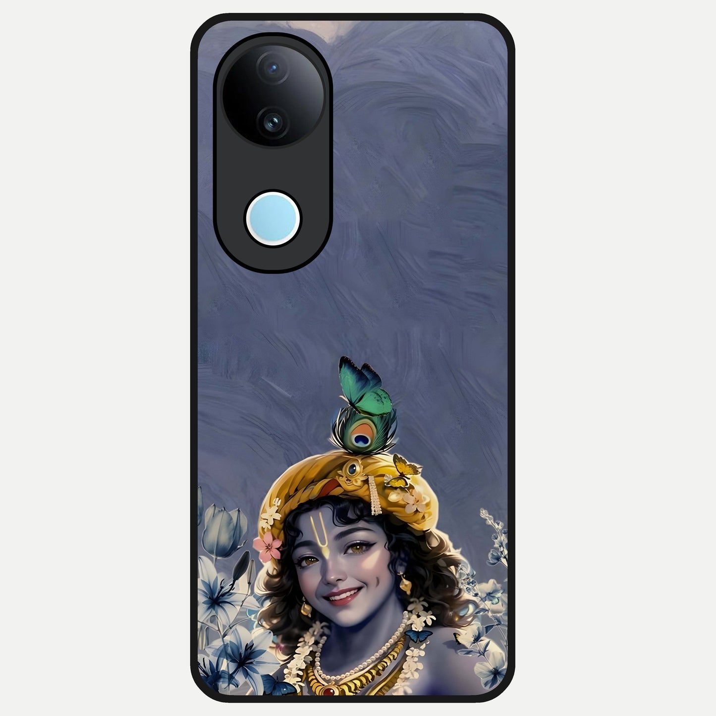  Lord Krishna Glass Case for iQOO Z10R back cover – full design glossy printed glass finish