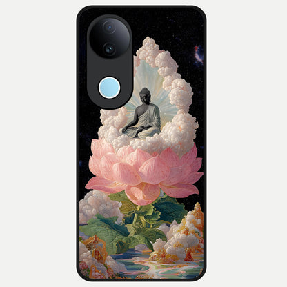  Lotus Divine Peace Glass Case for  iQOO Z10R back cover – full design glossy printed glass finish