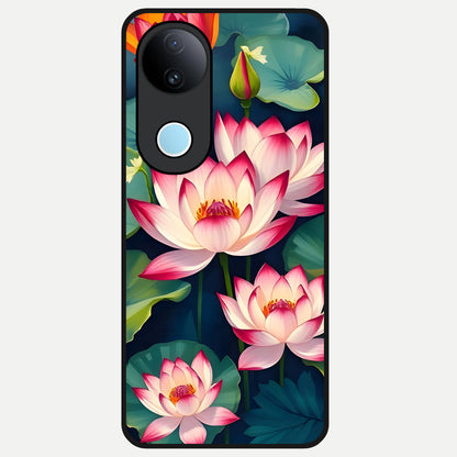  Lotus Dream Serenity Glass Case for iQOO Z10R back cover – full design glossy printed glass finish