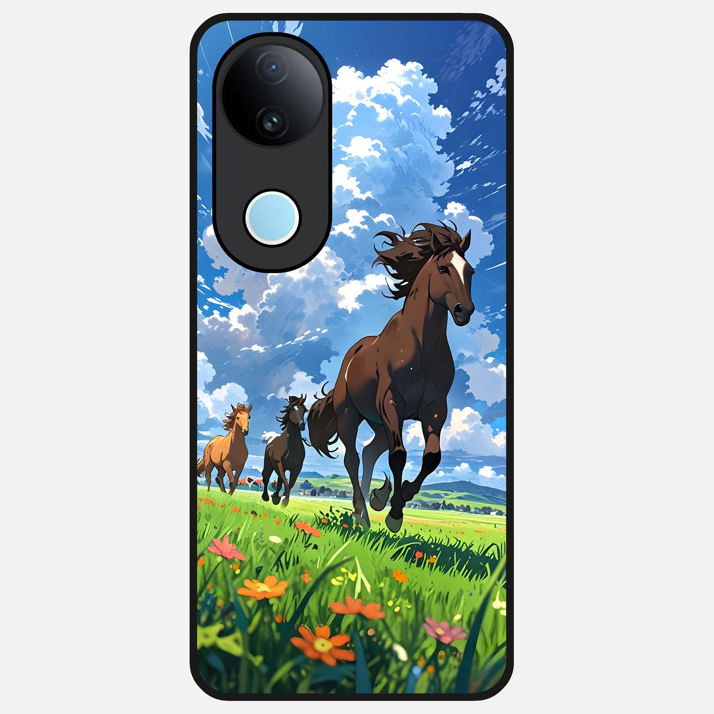  Majestic Horses Galloping Glass Case for iQOO Z10R back cover – full design glossy printed glass finish