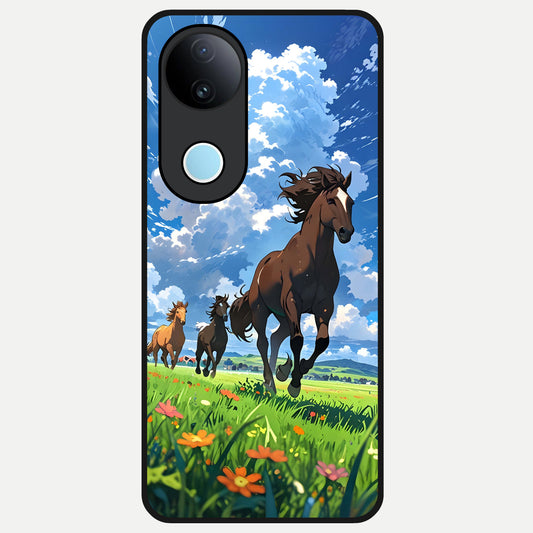 Majestic Horses Galloping Glass Case for  iQOO Z10R back cover – full design glossy printed glass finish