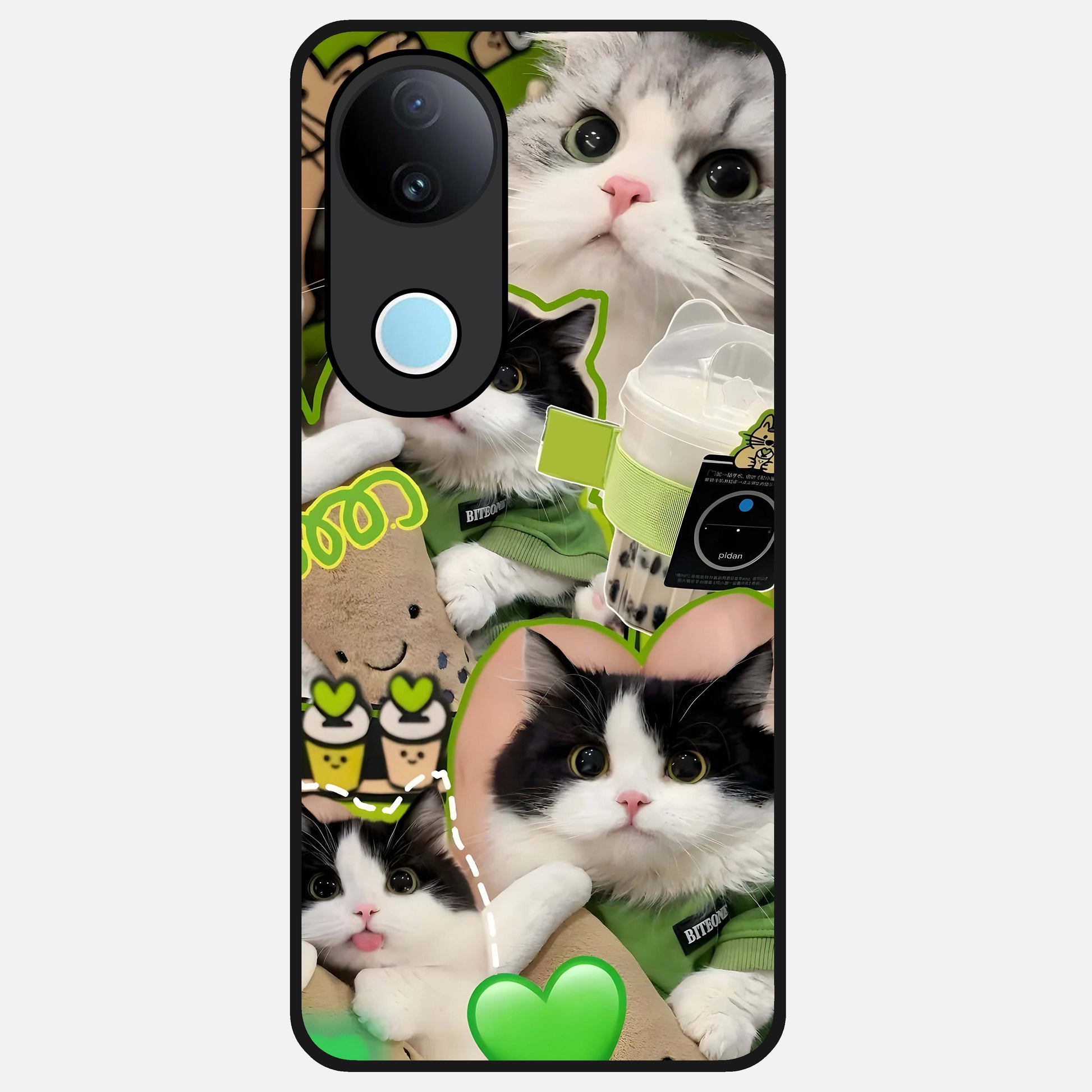  Matcha Cats Mood Glass Case for iQOO Z10R back cover – full design glossy printed glass finish