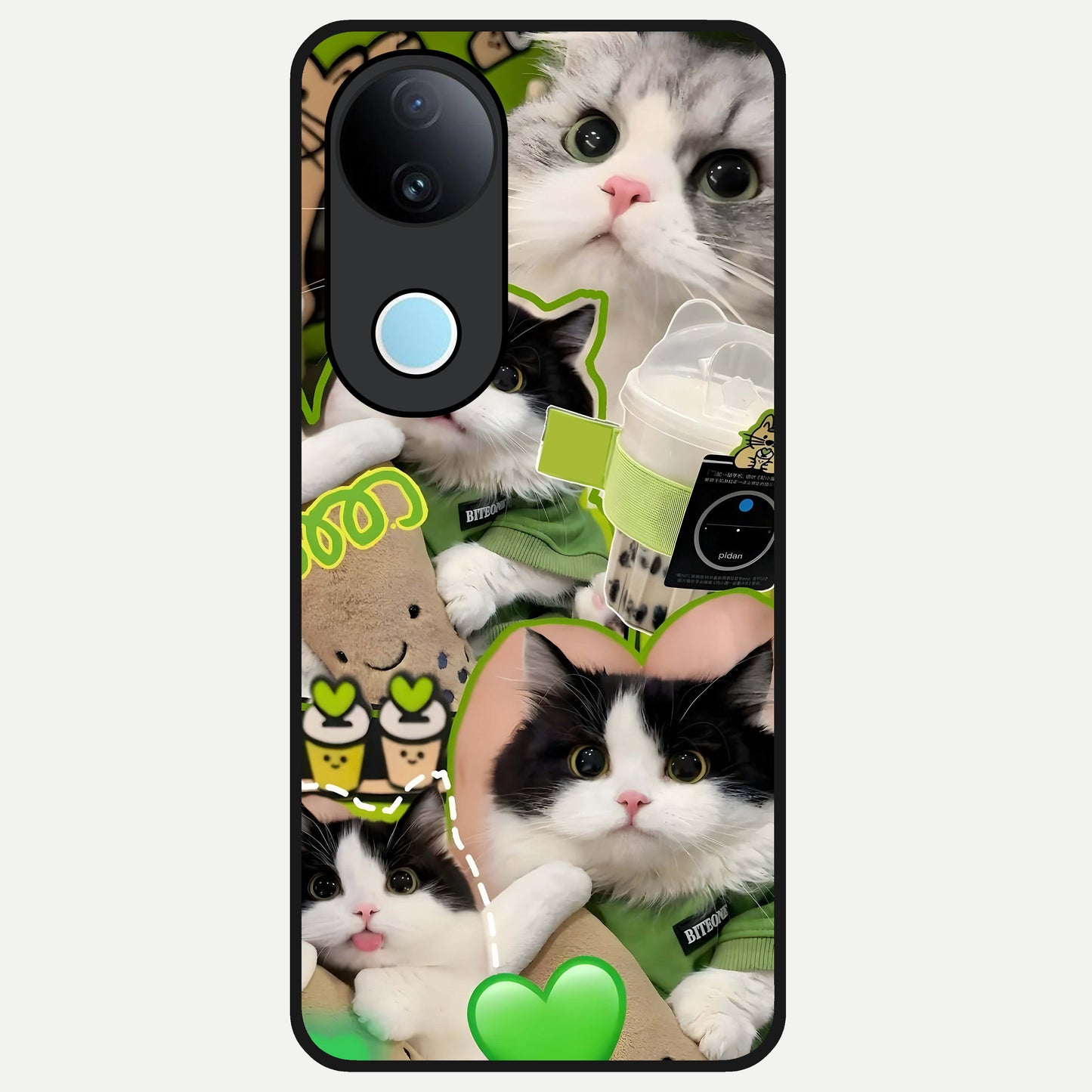  Matcha Cats Mood Glass Case for  iQOO Z10R back cover – full design glossy printed glass finish