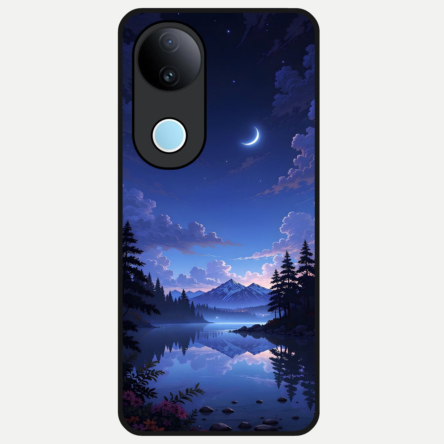  Midnight Lake Peace Glass Case for iQOO Z10R back cover – full design glossy printed glass finish