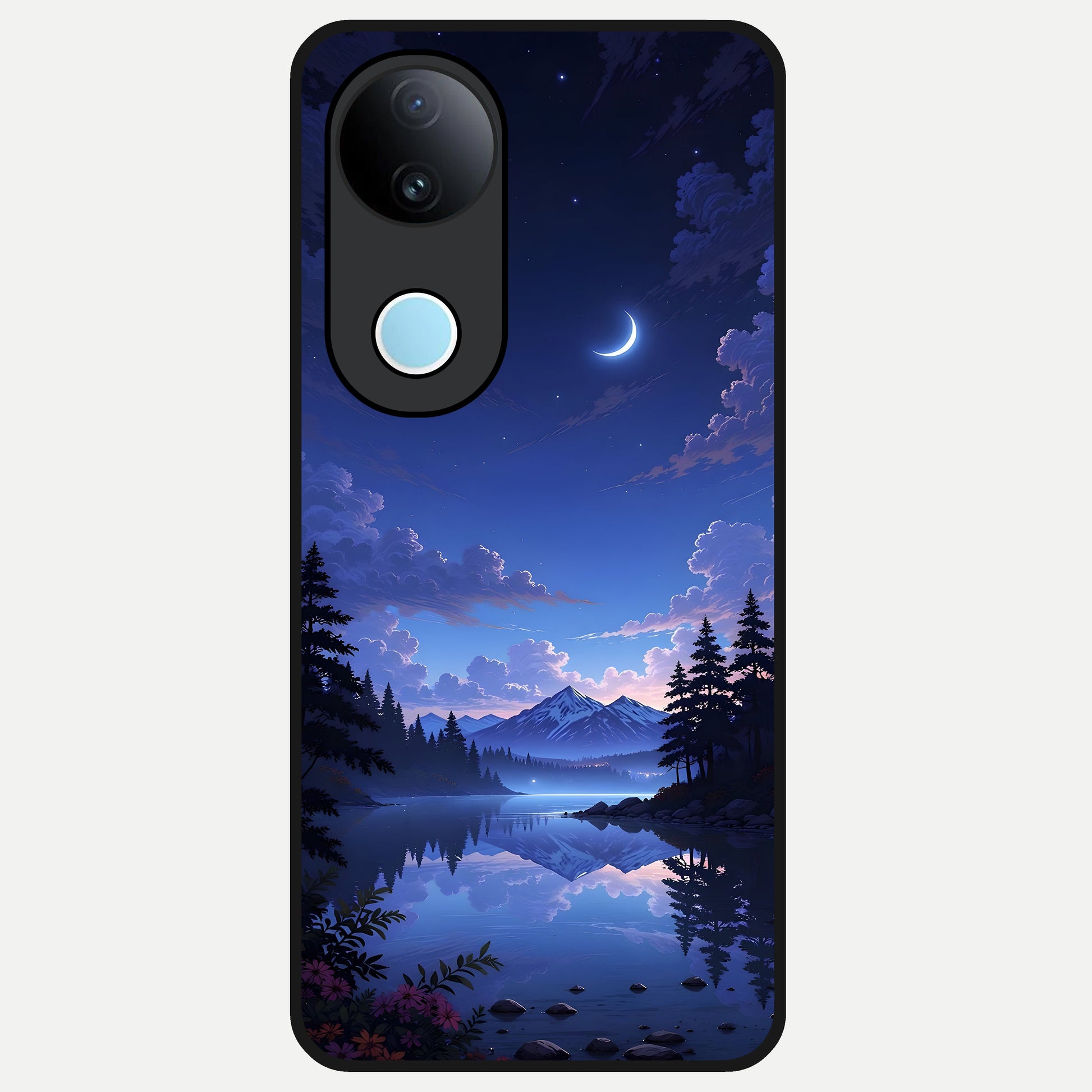  Midnight Lake Peace Glass Case for  iQOO Z10R back cover – full design glossy printed glass finish