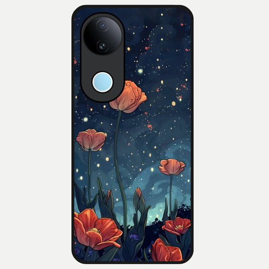  Midnight Tulip Glow Glass Case for  iQOO Z10R back cover – full design glossy printed glass finish