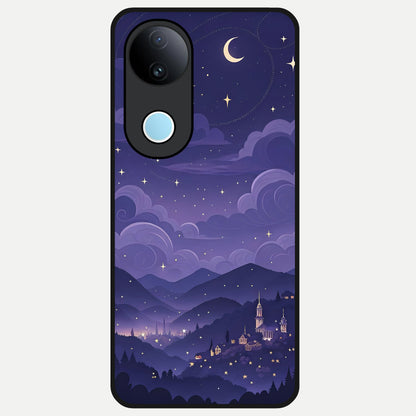  Minimal Night View Glass Case for iQOO Z10R back cover – full design glossy printed glass finish
