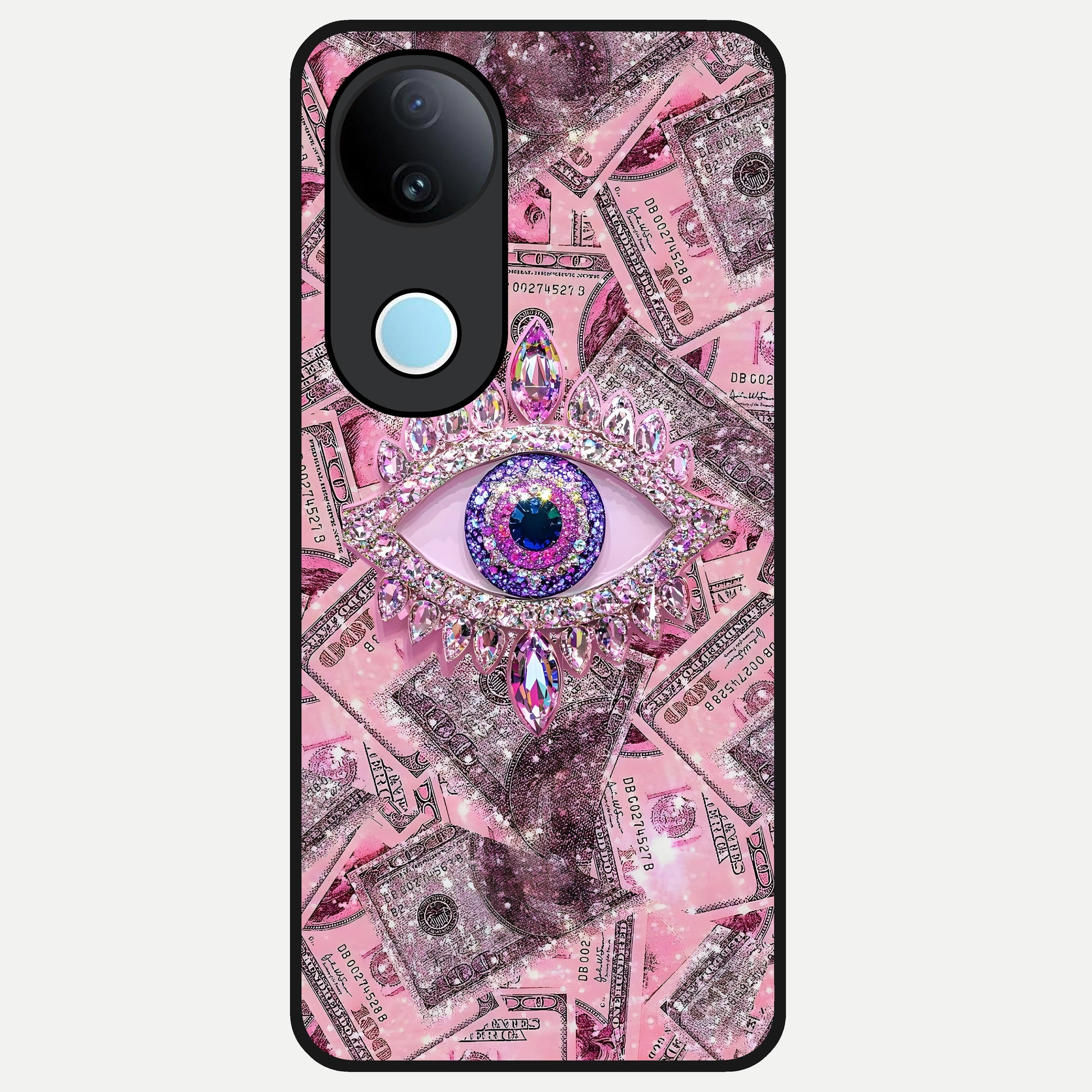  Money Eye Luxe Glass Case for iQOO Z10R back cover – full design glossy printed glass finish