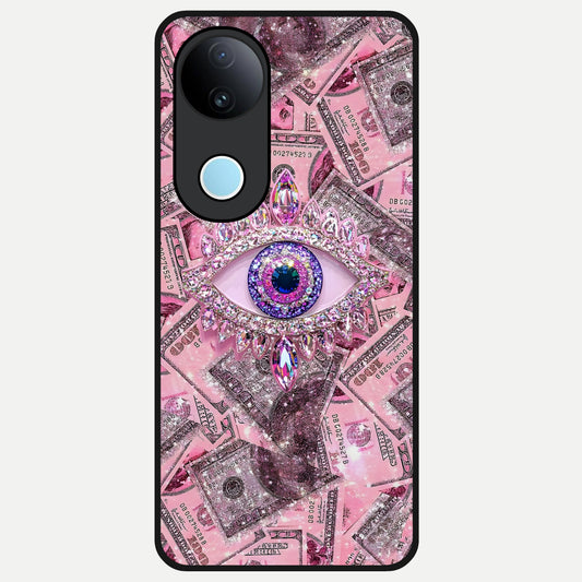  Money Eye Luxe Glass Case for  iQOO Z10R back cover – full design glossy printed glass finish