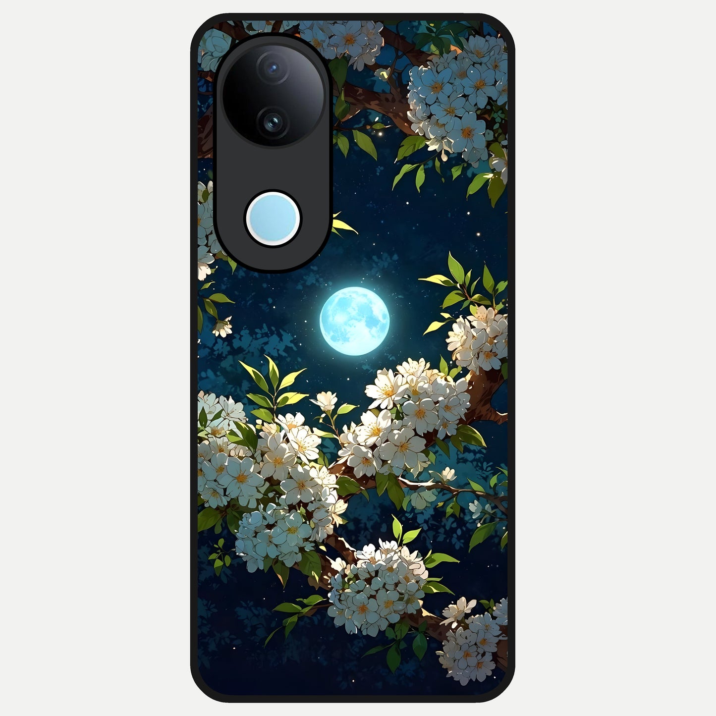  Moonlit Blossom Dream Glass Case for iQOO Z10R back cover – full design glossy printed glass finish