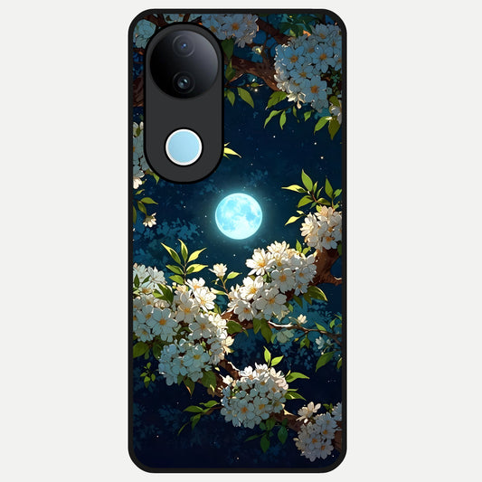  Moonlit Blossom Dream Glass Case for  iQOO Z10R back cover – full design glossy printed glass finish