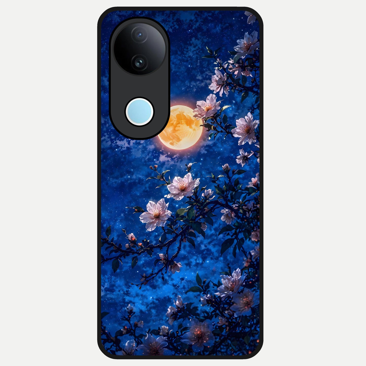  Moonlit Blossoms Night Glass Case for  iQOO Z10R back cover – full design glossy printed glass finish