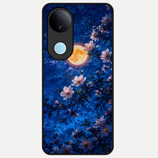 Moonlit Blossoms Night Glass Case for  iQOO Z10R back cover – full design glossy printed glass finish