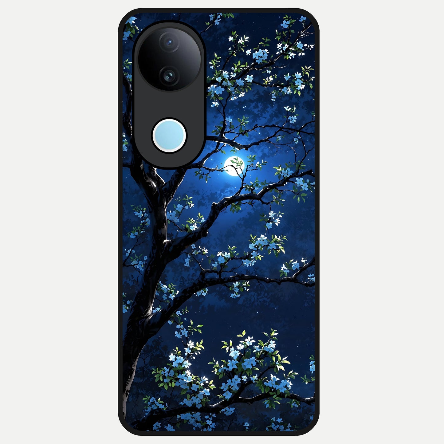  Mystic Floral Night Glass Case for  iQOO Z10R back cover – full design glossy printed glass finish