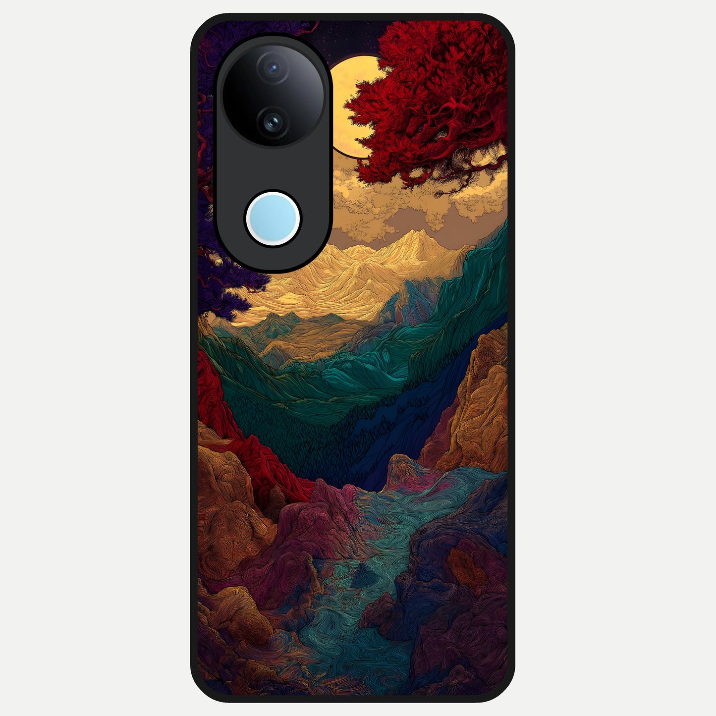  Mystic Valley Light Glass Case for  iQOO Z10R back cover – full design glossy printed glass finish