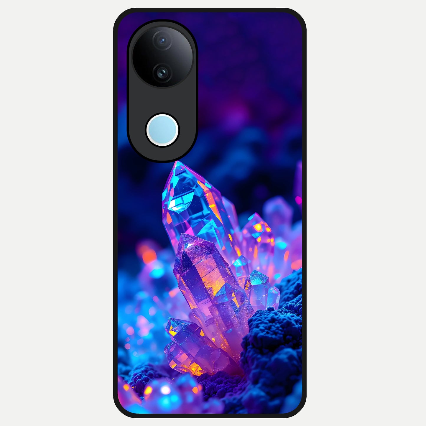  Neon Aura Shards Glass Case for  iQOO Z10R back cover – full design glossy printed glass finish