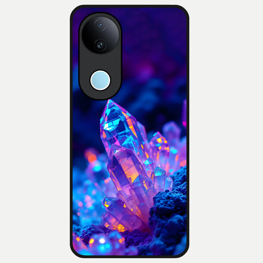  Neon Aura Shards Glass Case for  iQOO Z10R back cover – full design glossy printed glass finish
