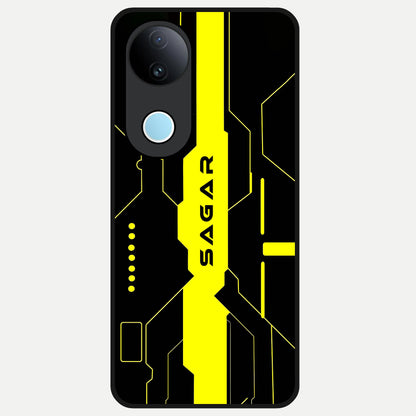  Neon CYBERPUNK Custom Name Glass Case for  iQOO Z10R back cover – full design glossy printed glass finish