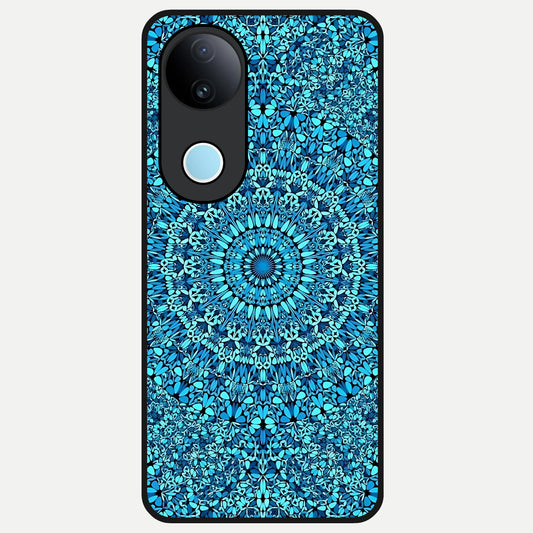  Ocean Bloom Mandala Glass Case for iQOO Z10R back cover – full design glossy printed glass finish