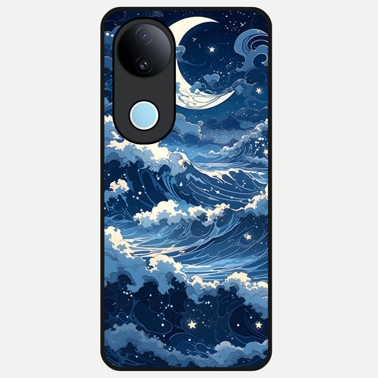  Ocean Moon Waves Glass Case for  iQOO Z10R back cover – full design glossy printed glass finish